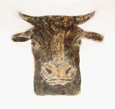 Testa di mucca come affresco da Franz Marc